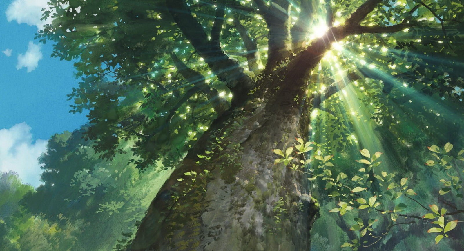 worms eye view nature Studio Ghibli sunlight sun rays Karigurashi no Arrietty 2k