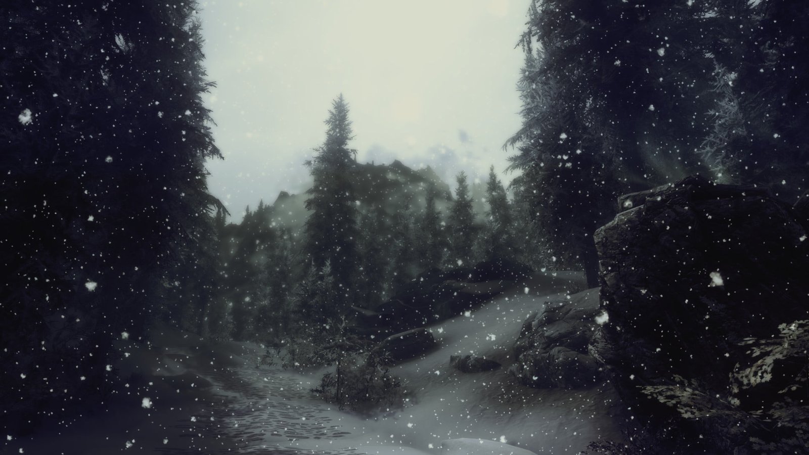 green pine tree snowy mountain photo during daytime artwork 2k