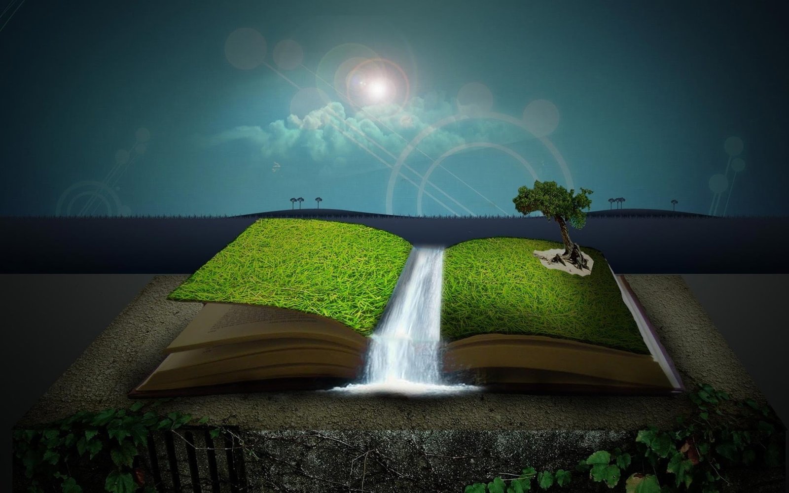 green and brown nature book art books colorful digital 2k