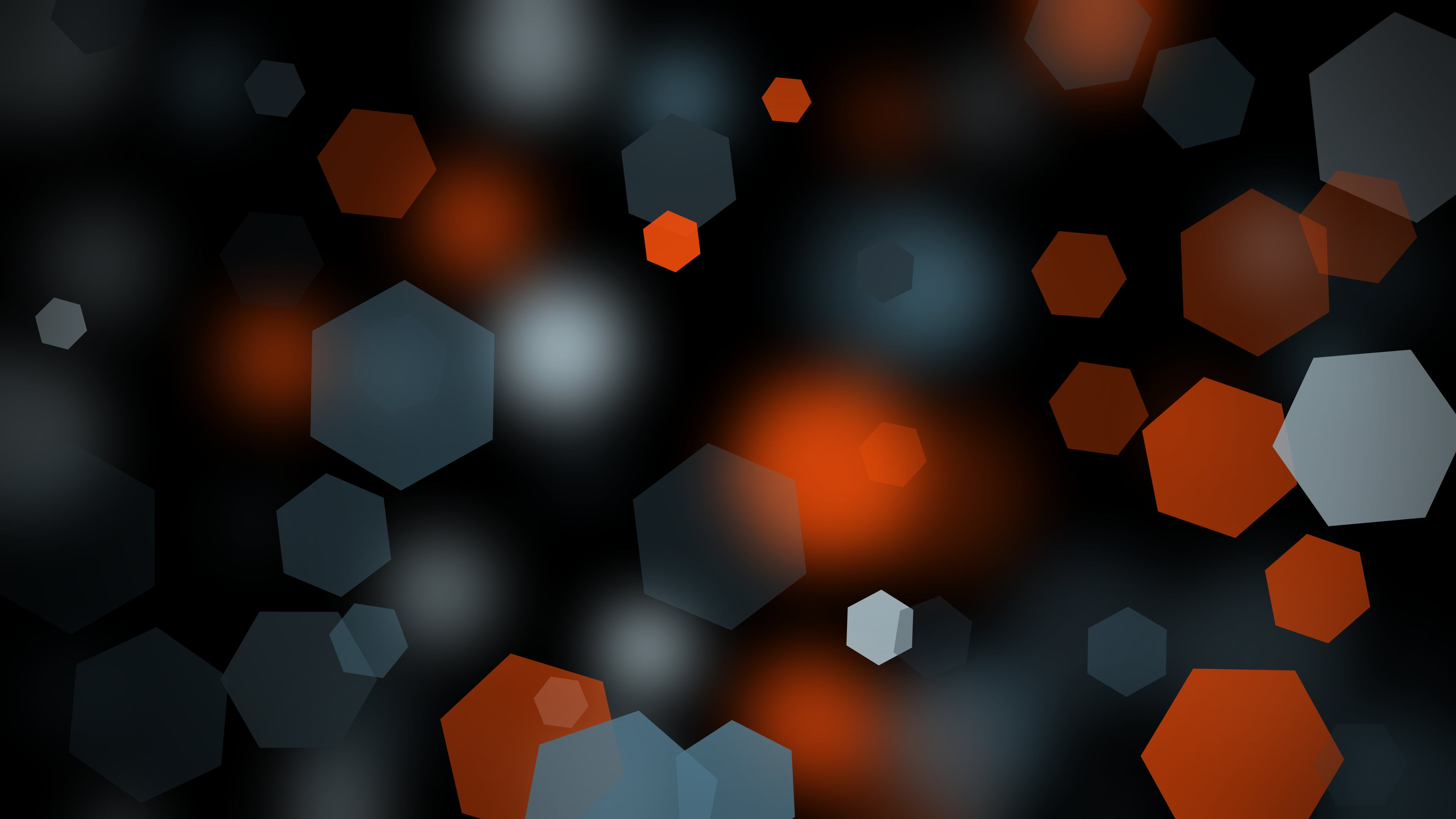 hexagonal lights bokeh orange white and gray illustration 2k 4k
