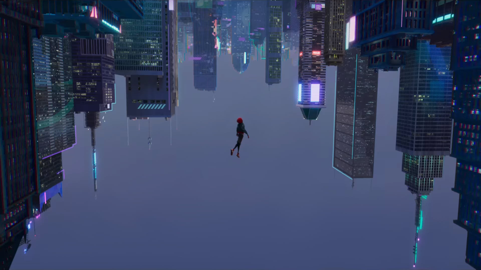 high rise buildings Spider Man skyscraper neon lights Miles Morales 2k