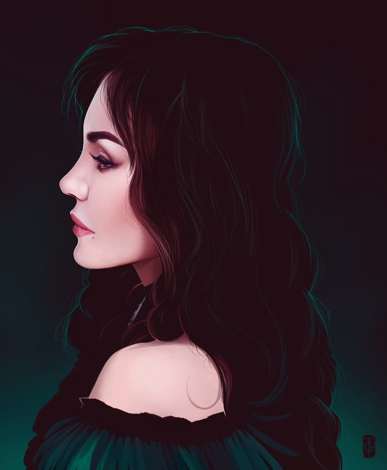 long hair dark artwork Yennefer fan art The Witcher 2k