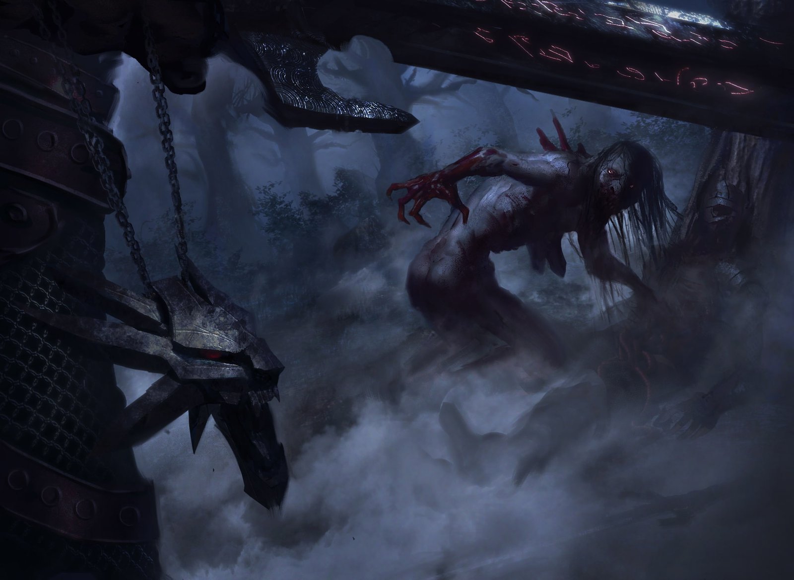 monster painting witcher geralt The Witcher 3 Wild Hunt Geralt of Rivia 2k