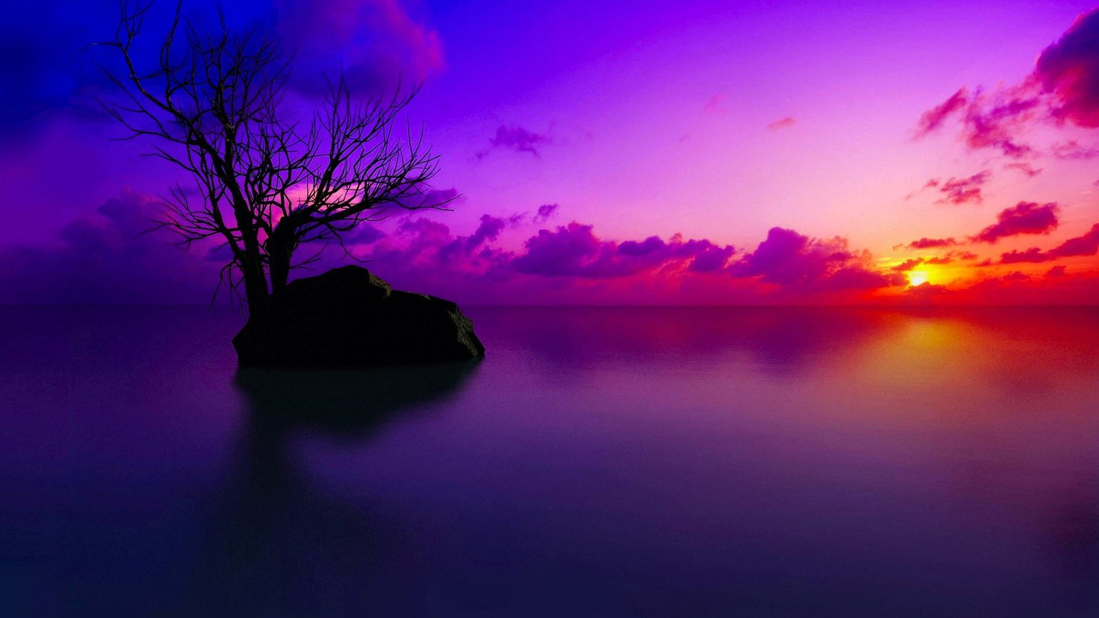 nature sun sky landscape clouds horizon light sunset 2k