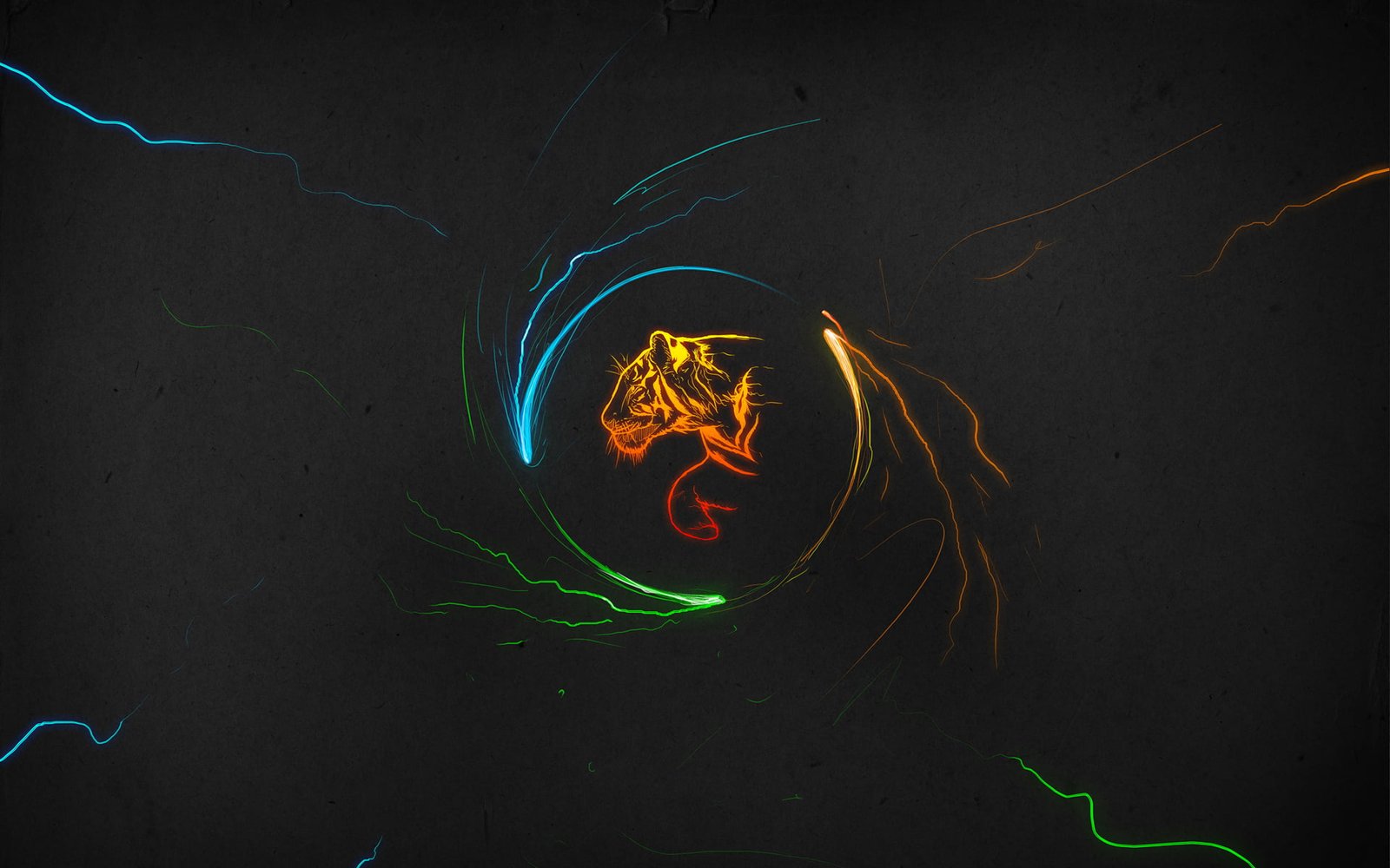 orange tiger illustration artwork digital art lines lights 2k