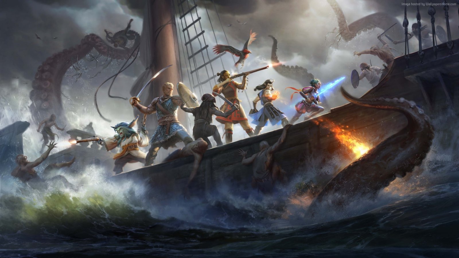 Pillars of Eternity 2 Deadfire screenshot water burning 2k