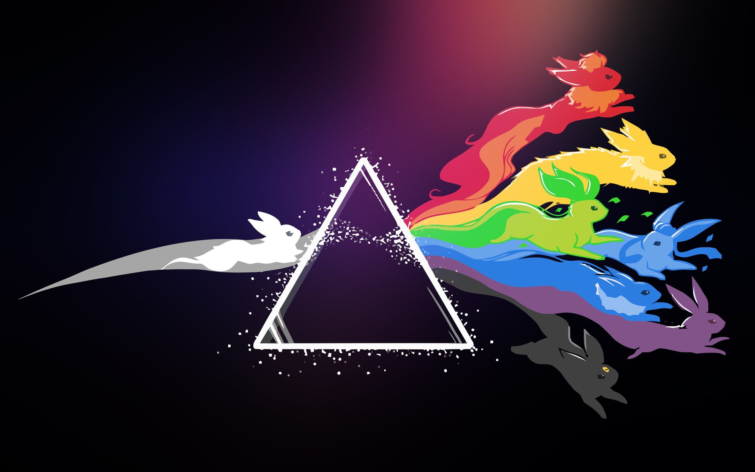 Pokemon Eeve evolution illustration Pok mon Pink Floyd The Dark Side of the Moon 2k