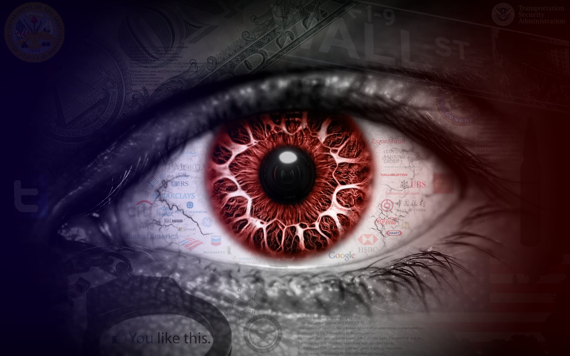 red human eye digital wallpaper blue abstract camera eyes 2k