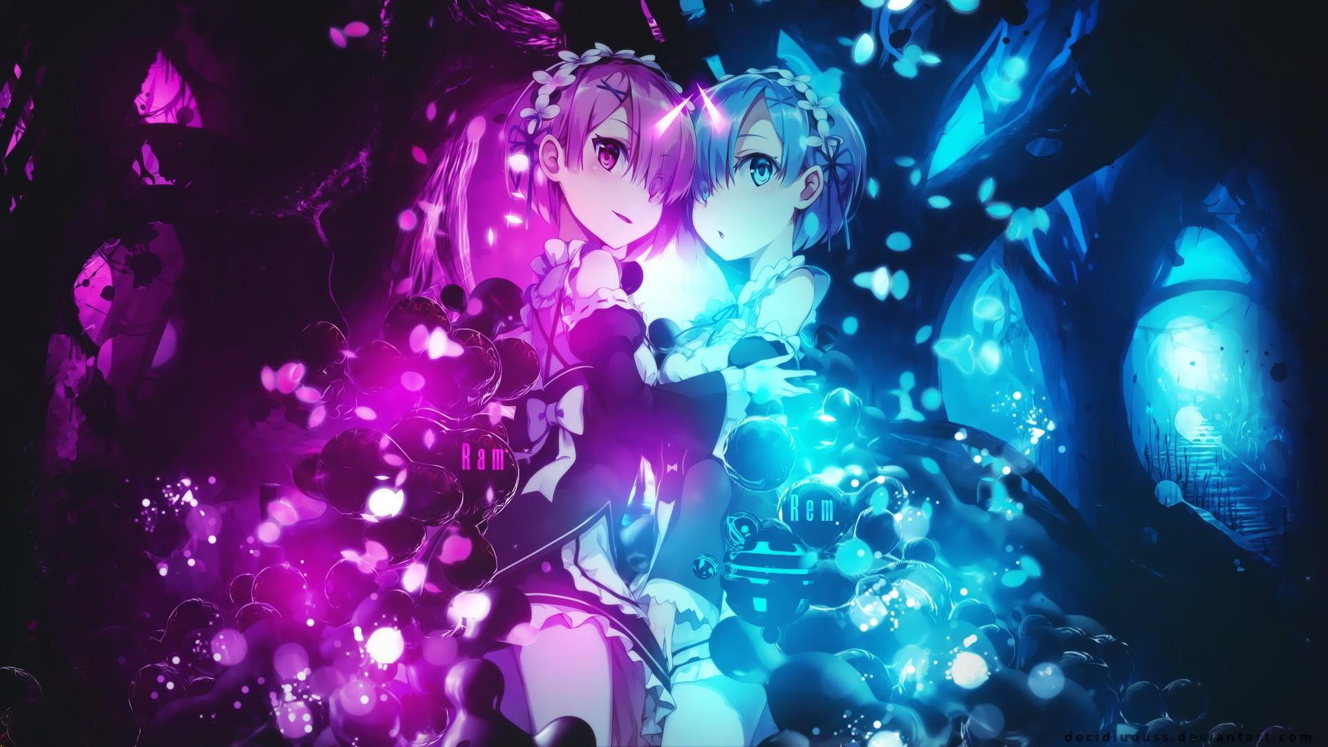 re zero kara hajimeru isekai seikatsu rem ram anime illuminated 2k