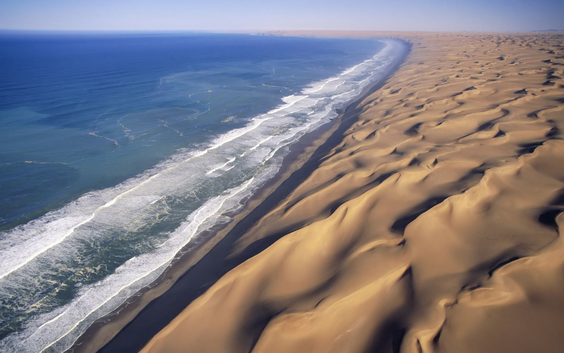 sea waves landscape dune beach Namibia water scenics nature 2k
