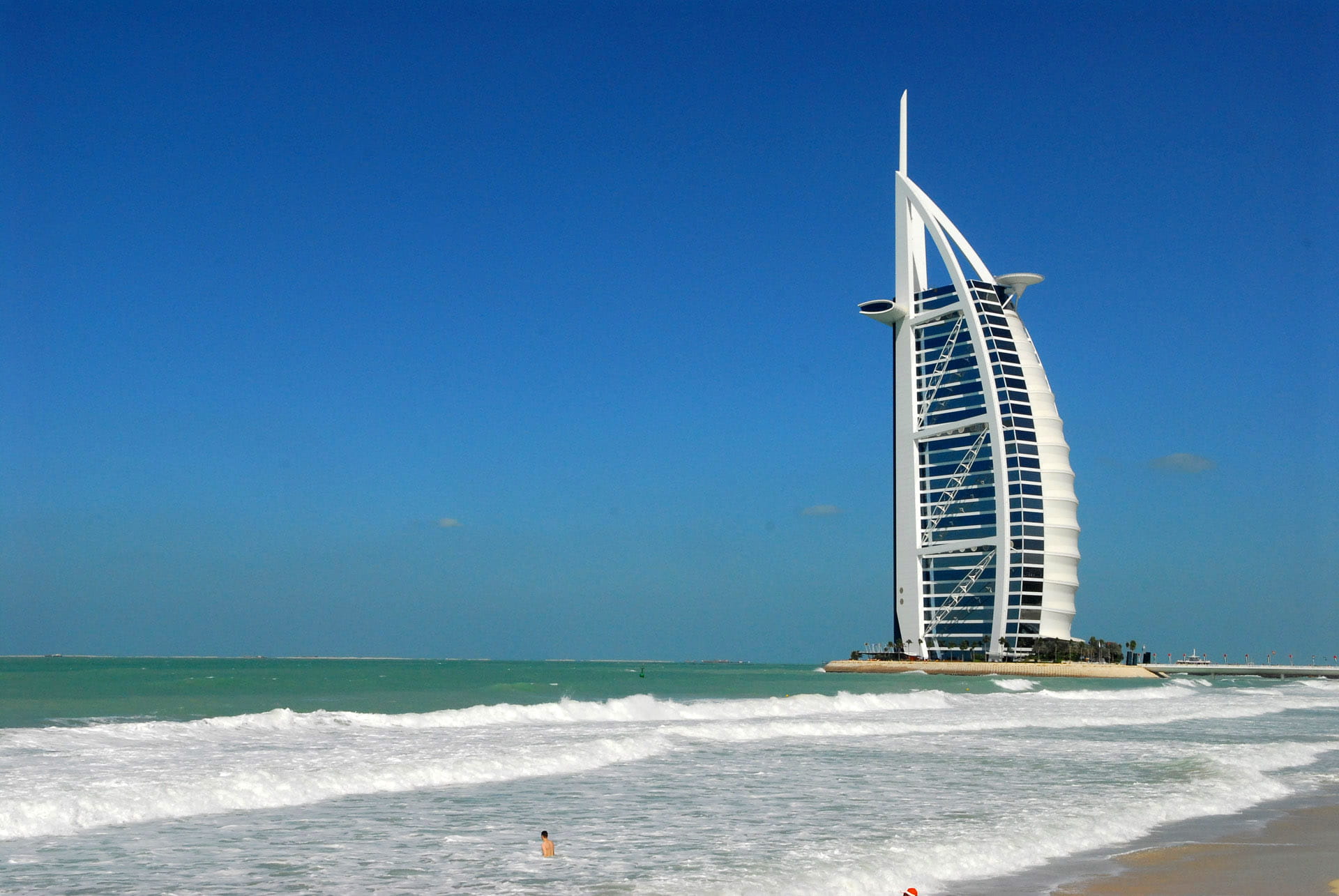 Seashore and the Burj Al Arab Jumeirah in Dubai United Emirates UAE 2k