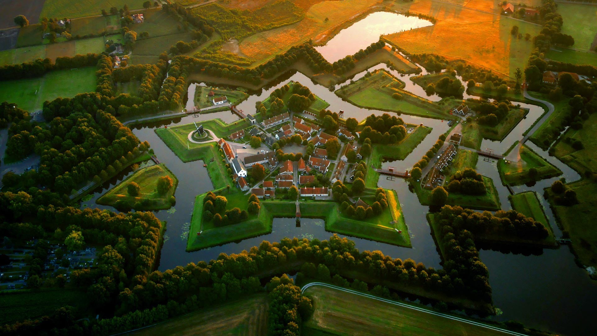 aerial photography of island Netherlands landscape nature 2k