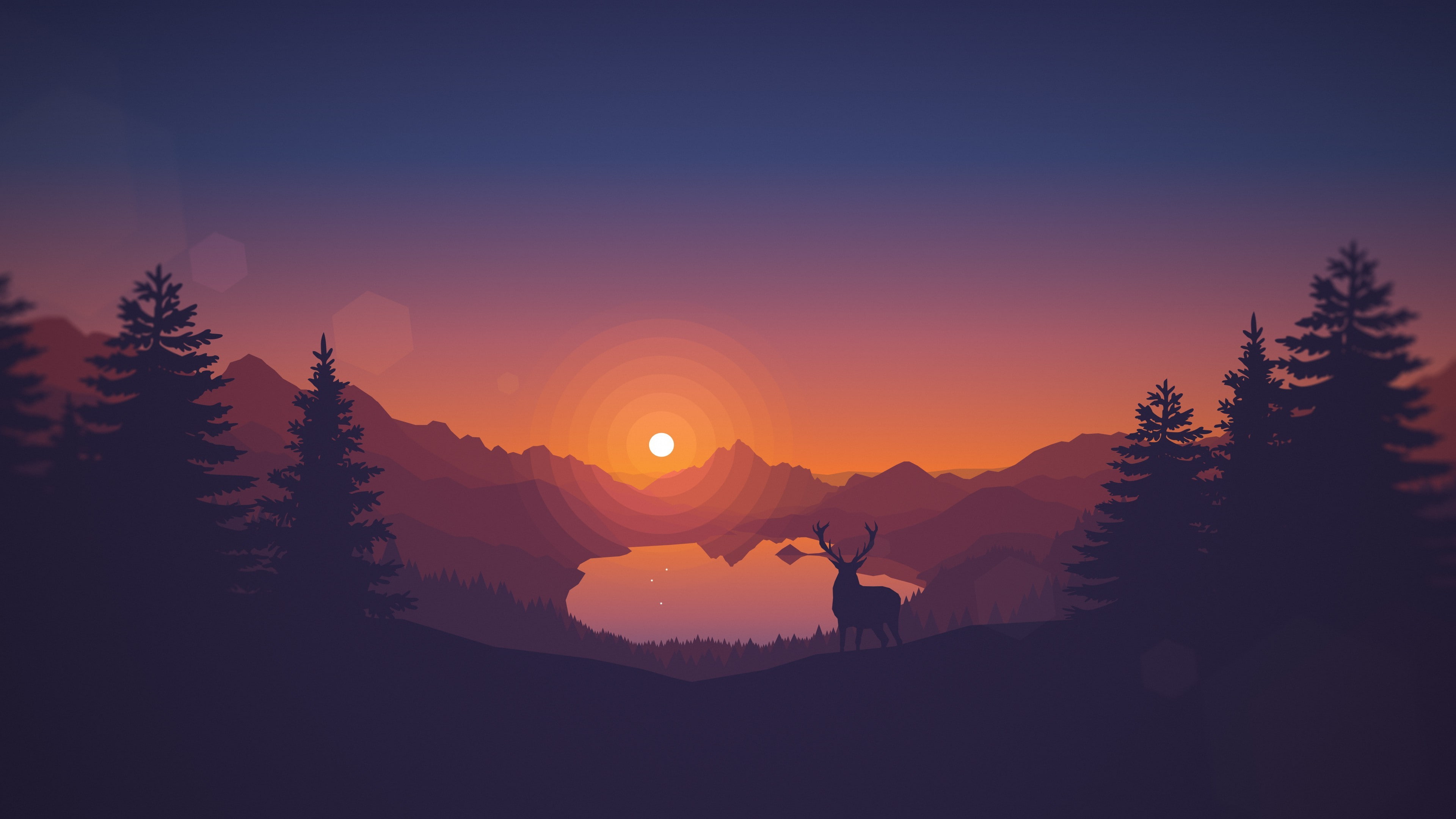 animals artwork Clear Sky Deer digital art drawing Firewatch 2k 4k