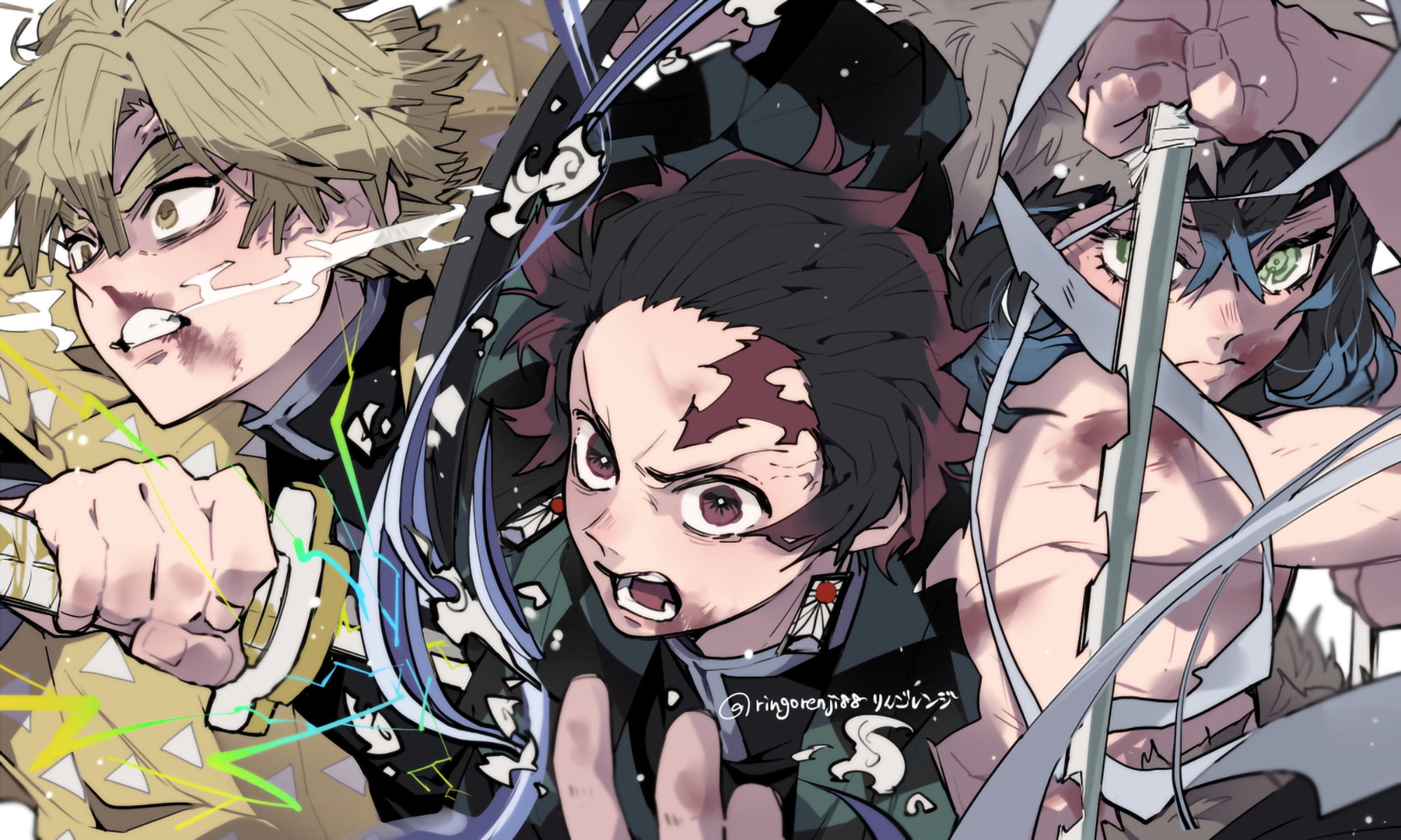 Anime Demon Slayer Kimetsu no Yaiba Inosuke Hashibira Tanjirou Kamado 2k
