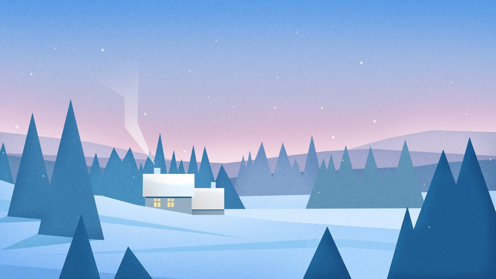 artwork house nature winter snow Flatdesign 2k