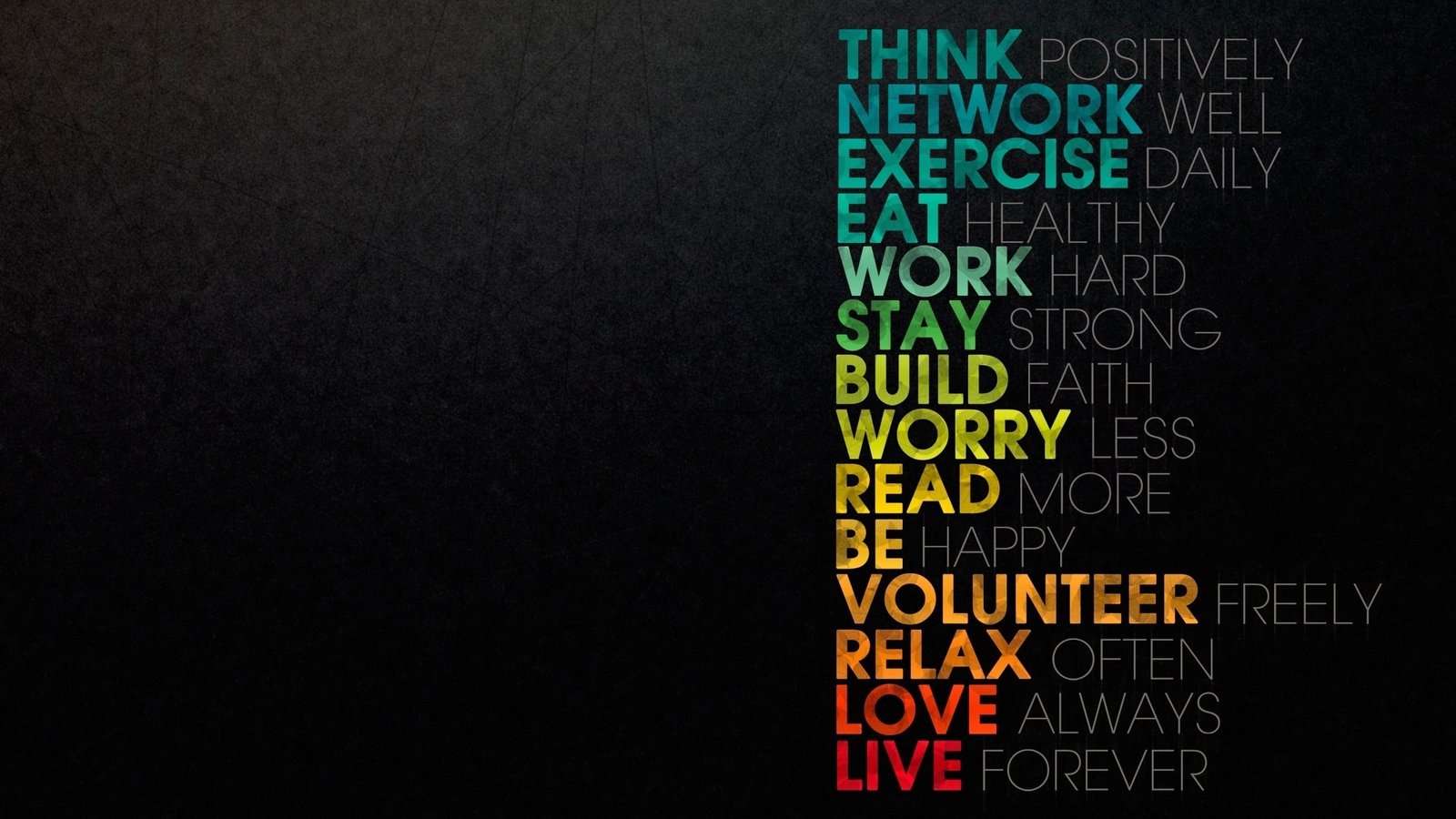assorted color text overlay wallpaper quote minimalism dark 2k