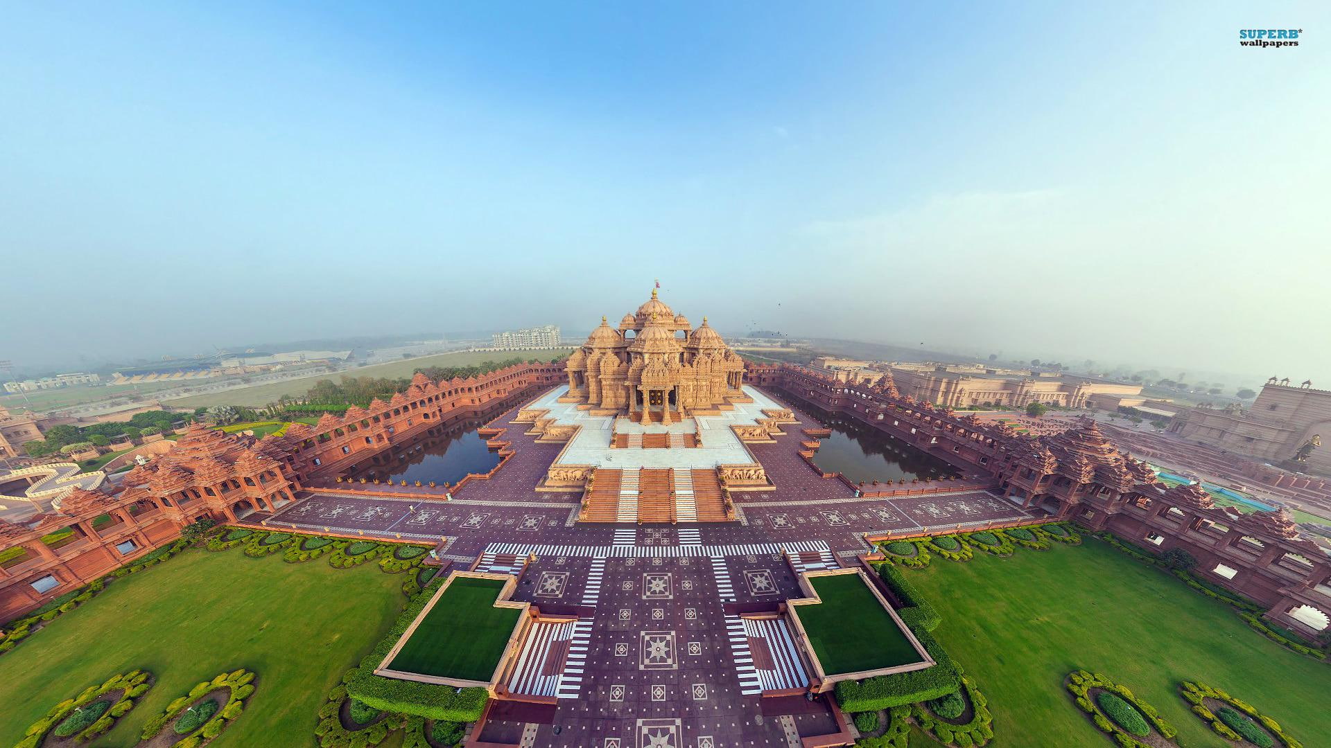 Awesome Akshardham Temple In Delhi India ponds gardens city 2k
