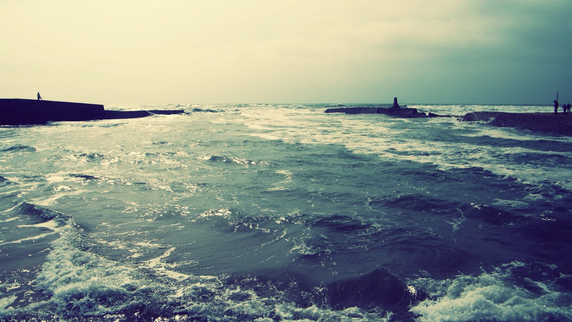 beach waves landscape sea breakwater people sky nautical vessel 2k