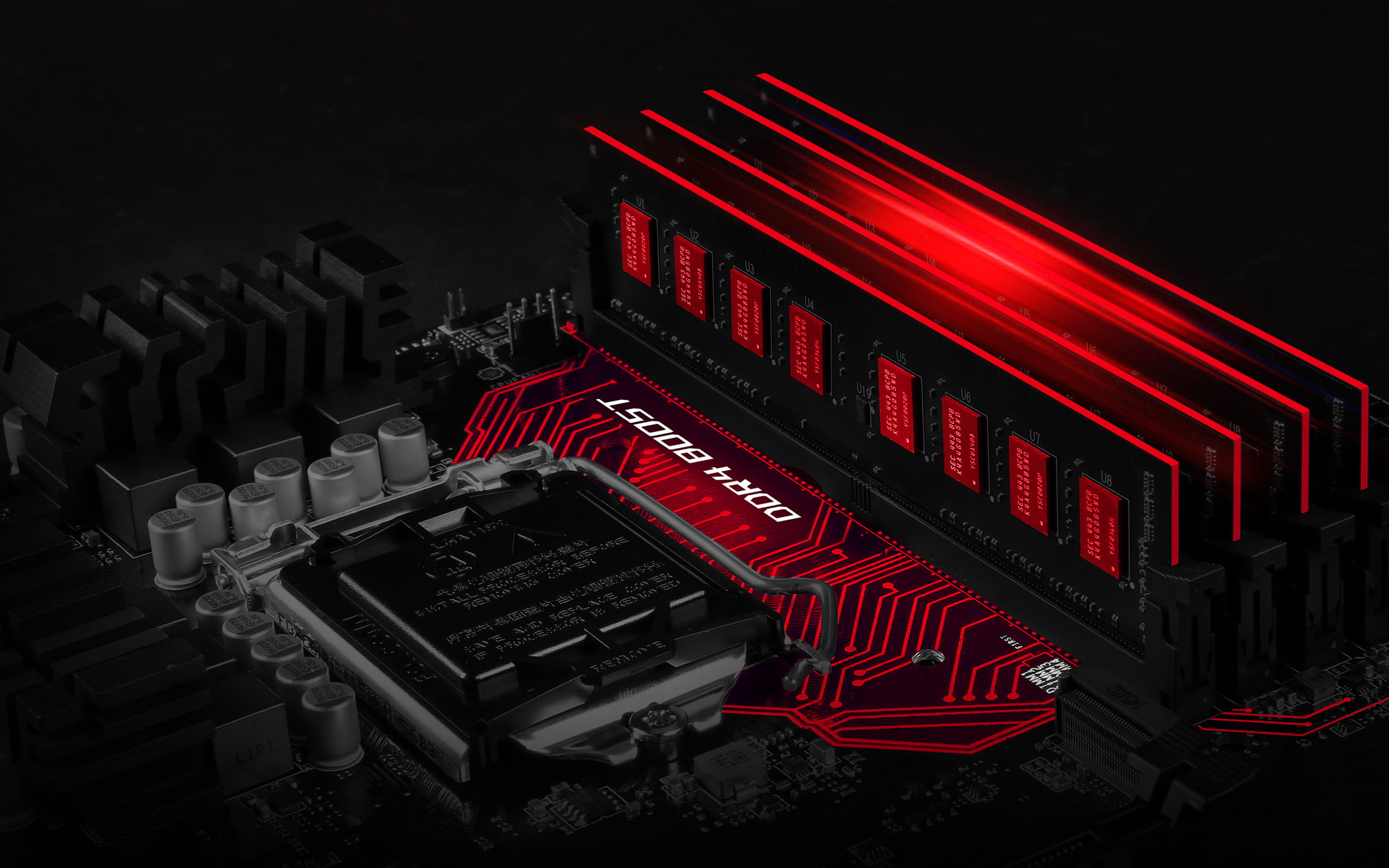 black and red motherboard PC gaming motherboards MSI computer 2k