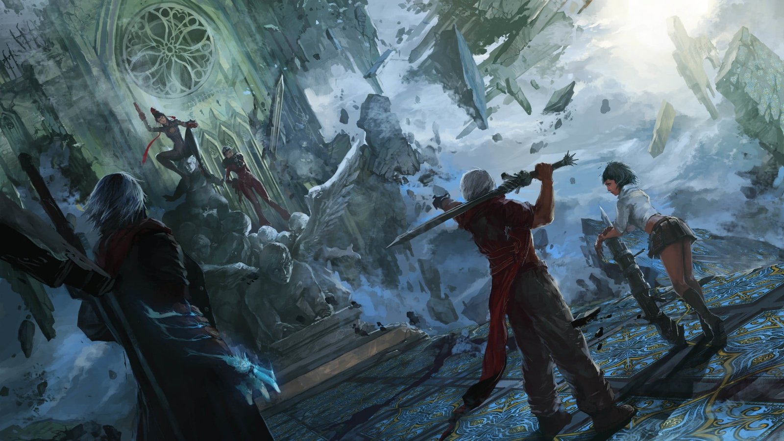 Devil May Cry wallpaper Bayonetta fantasy art Dante Lady 2k
