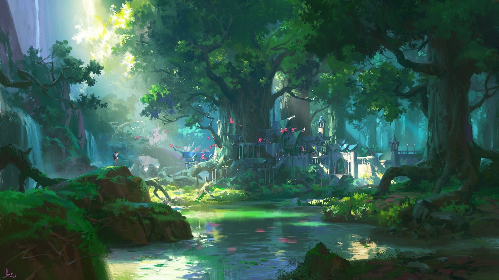 Fantasy City Forest Nature Tree 2k