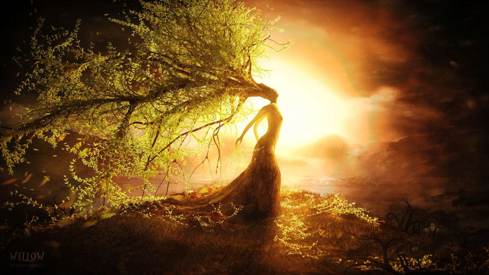 fantasy sun sunset sunrise sky silhouette landscape dusk 2k