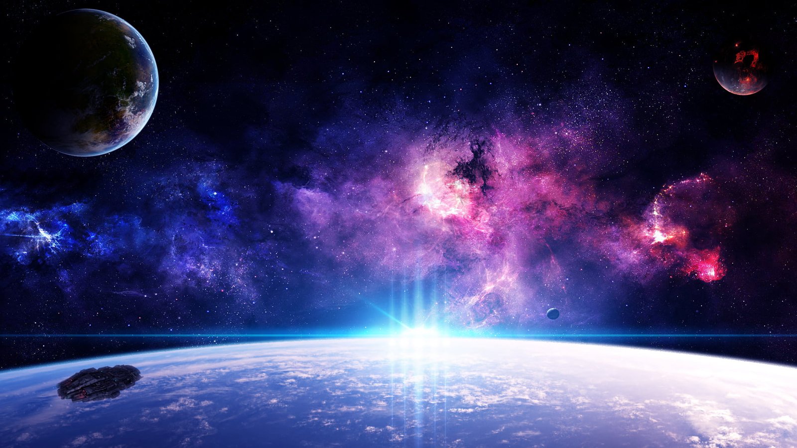 galaxy digital wallpaper space artwork art spaceship 2k