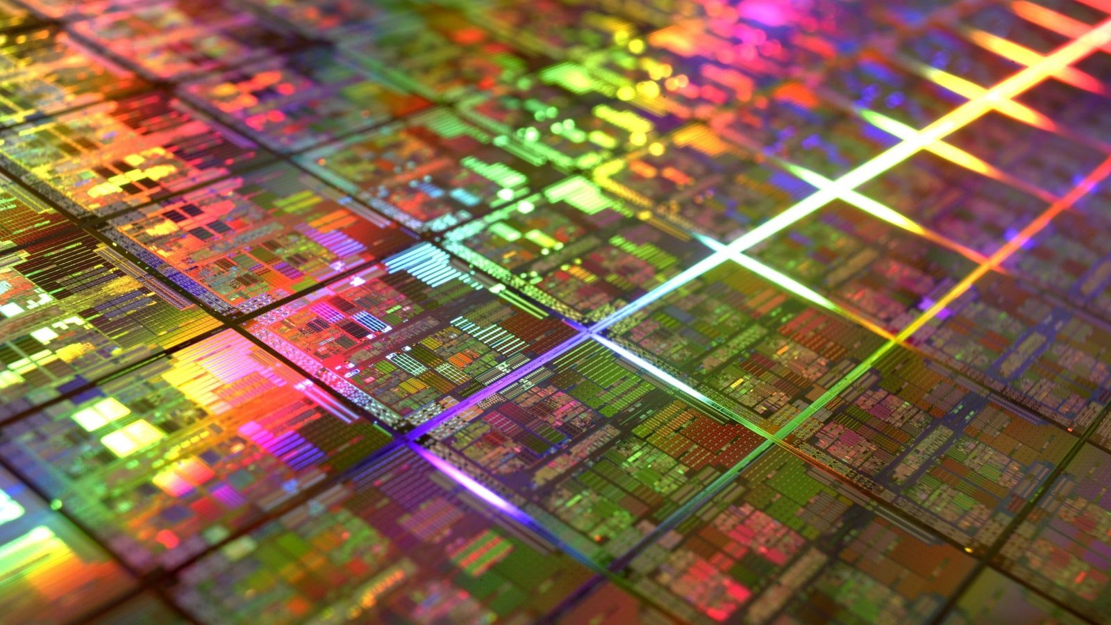 green circuit board technology microchip CPU processor wafer 2k