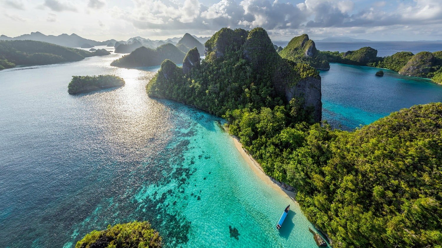 green islands nature landscape beach clouds sea rock limestone 2k