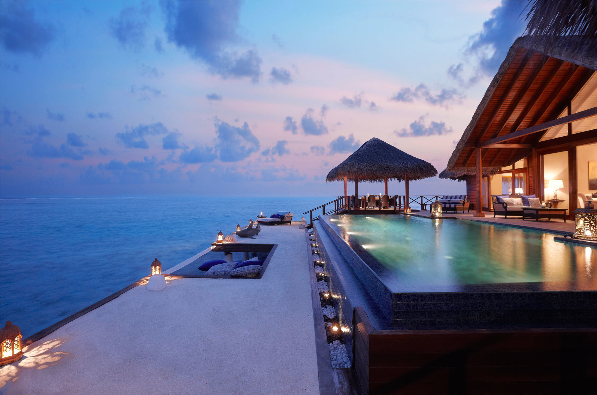 infinity pool interior The Maldives hotel vacations sea 2k