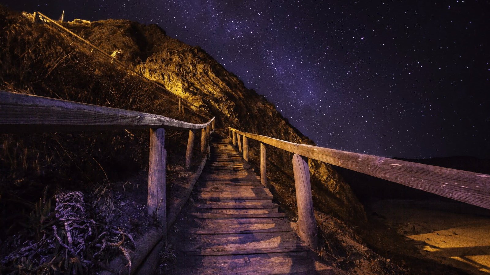 landscape pathway wood stars ladder railing midnight 2k