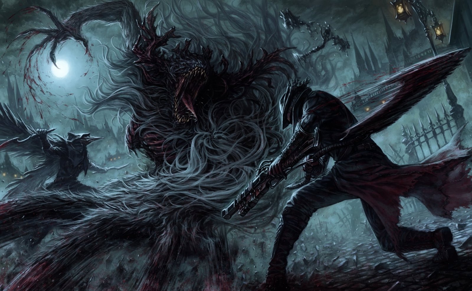 man holding sword game wallpaper night weapons the moon blood 2k