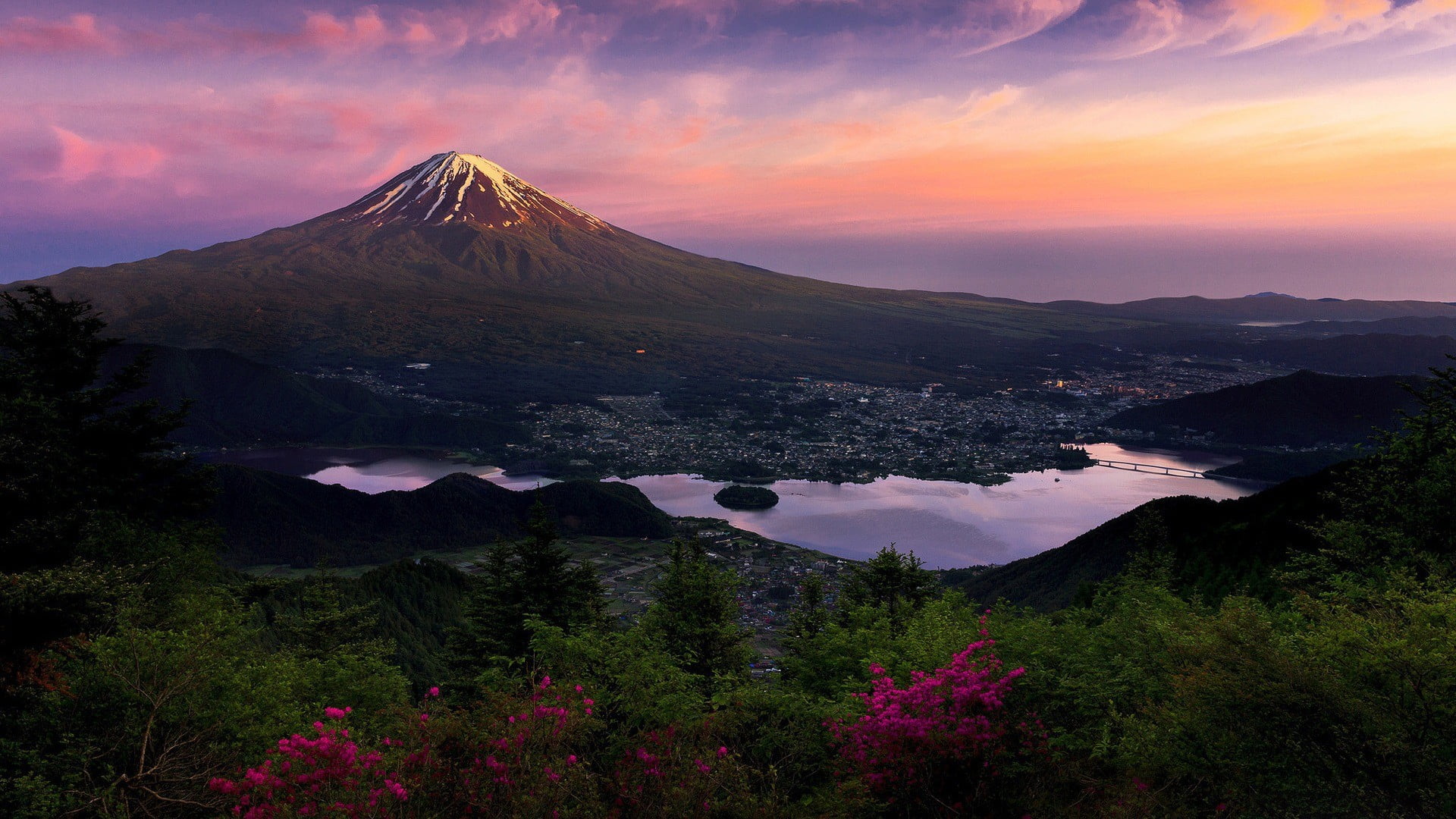Mount Fuji Japan nature mountains landscape scenics 2k