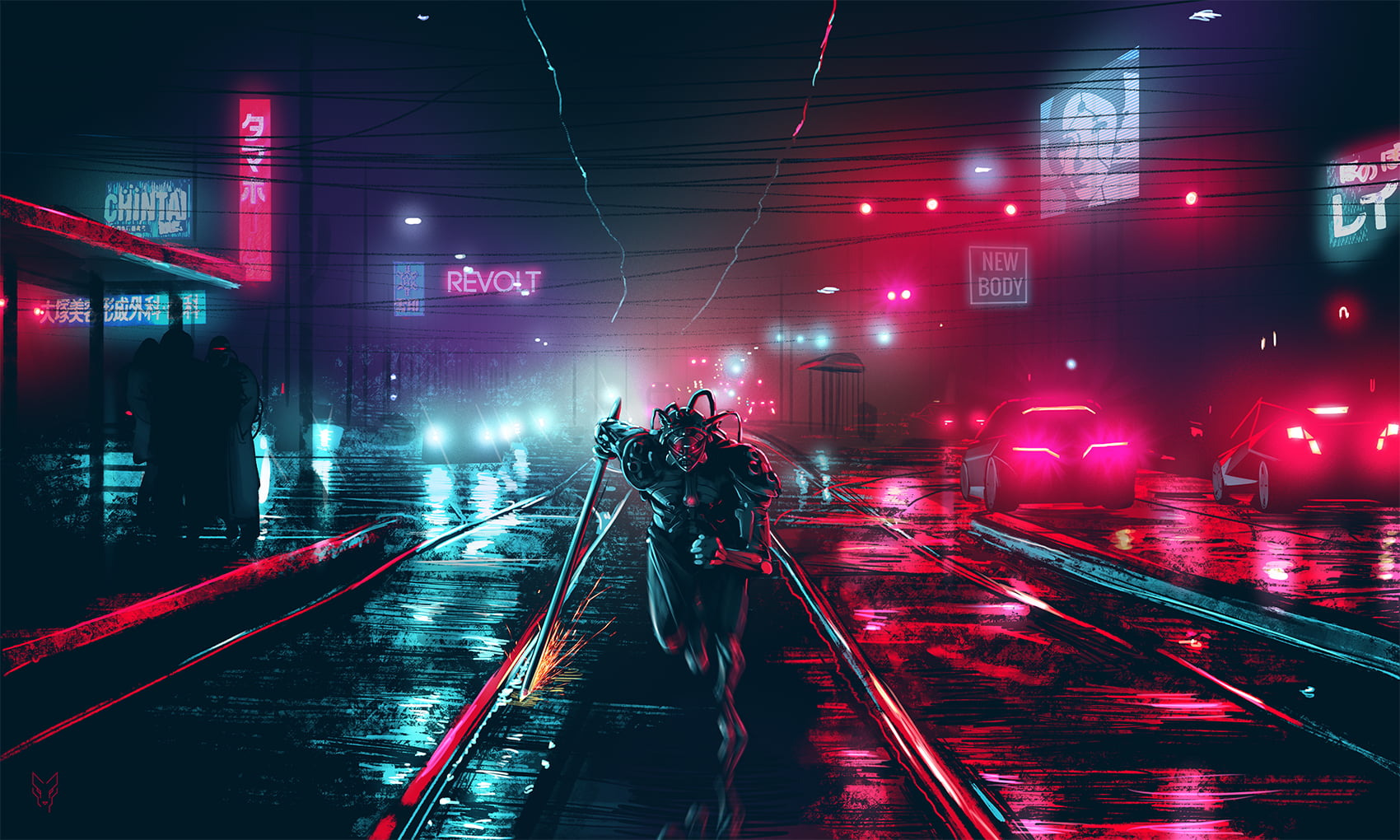 ninja wallpaper video game digital Dark Cyberpunk 2k