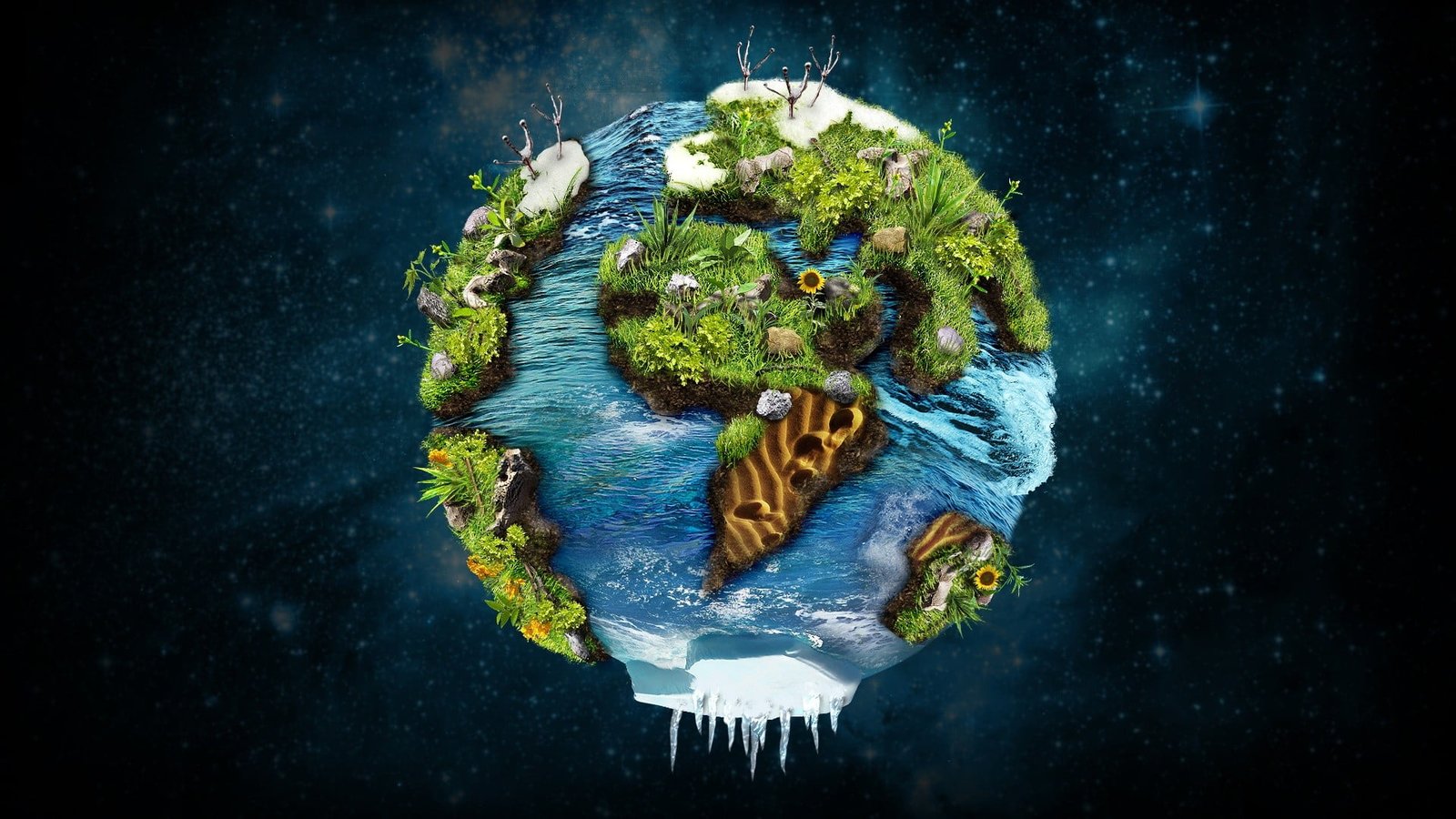 planet earth illustration artwork of wallpaper fantasy art 2k