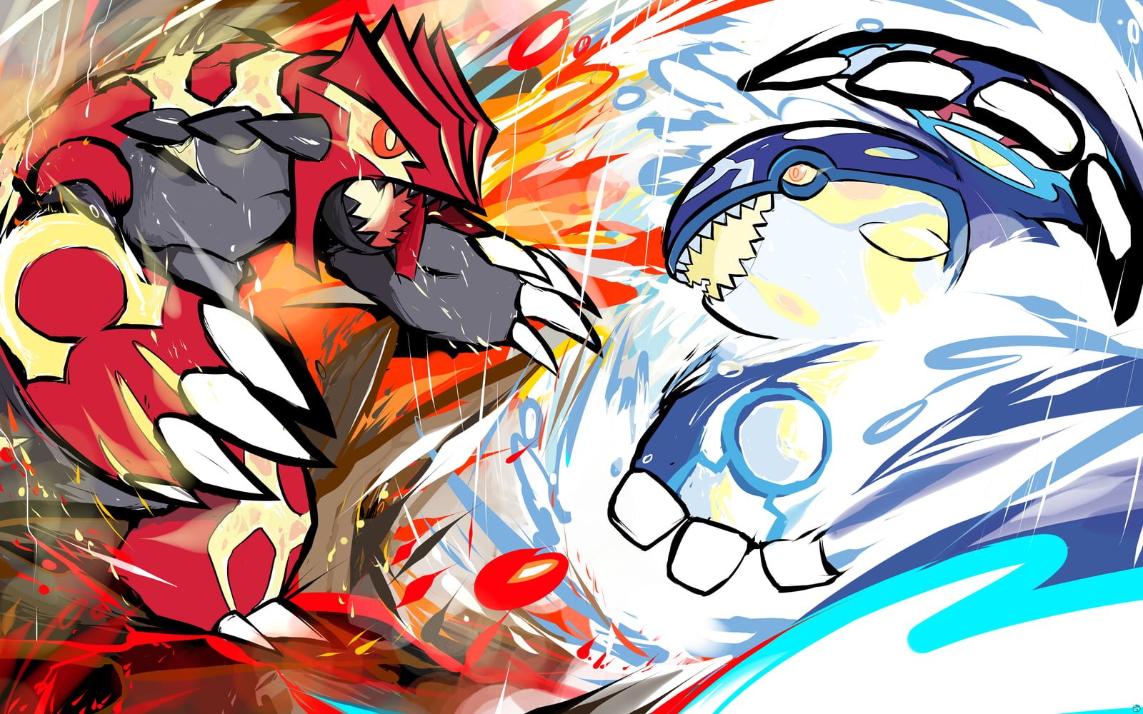 Pokemon painting ishmam Pok mon Groudon Primal kyogre 2k