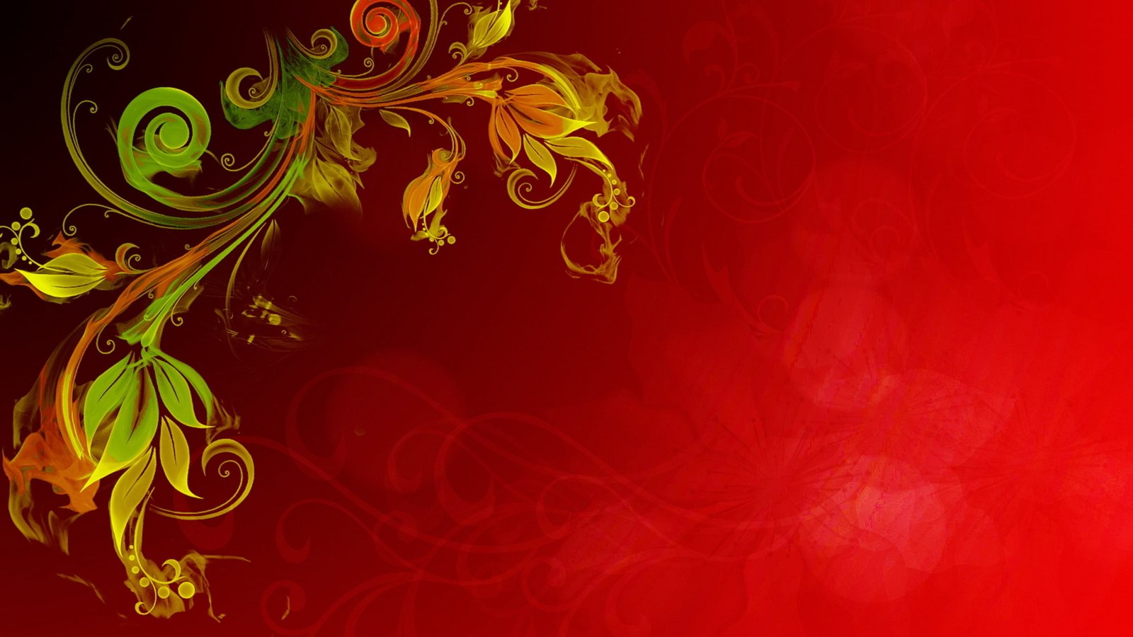 red and green floral background design fire effect plant glare 2k