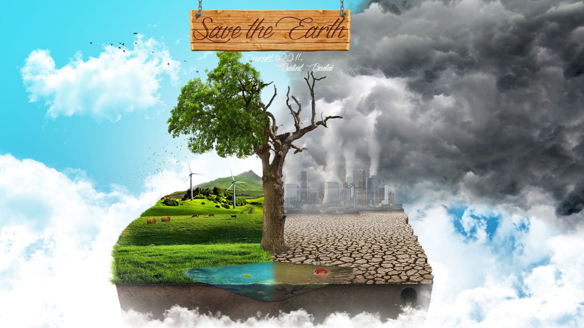 Save The Earth digital wallpaper environment pollution art 2k