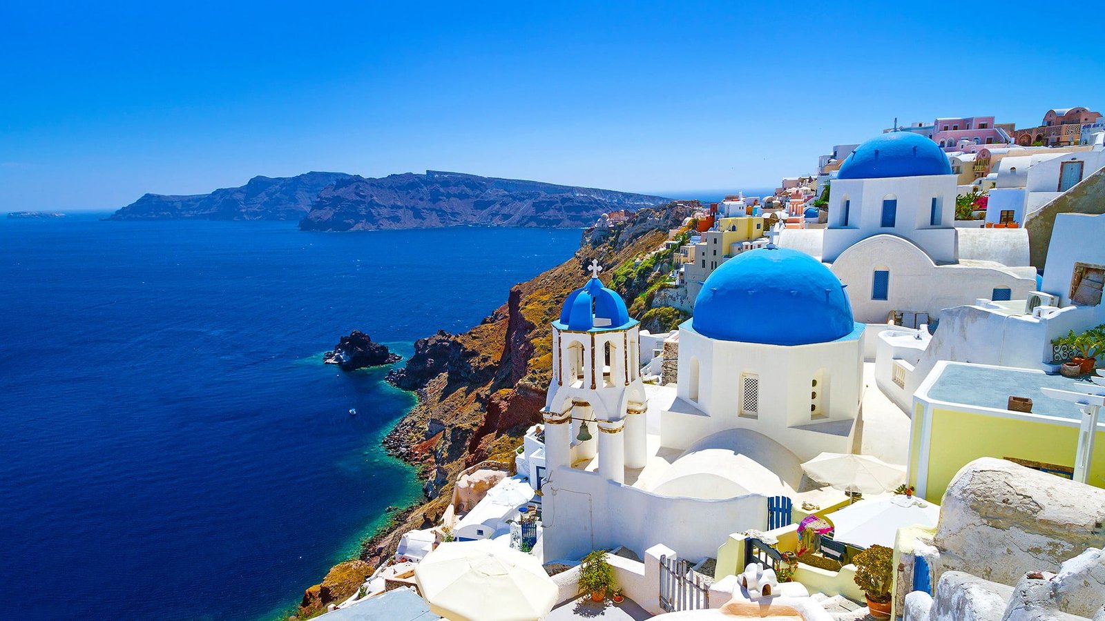 Santorini Greece architecture water blue building exterior 2k