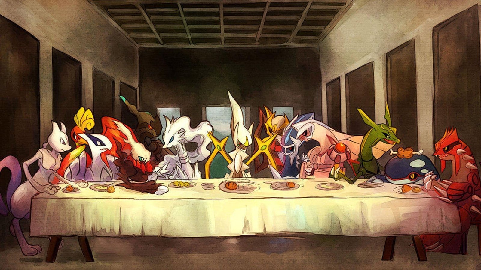 The Last Supper PokeMon meme Pok mon video games Mewtwo Groudon 2k