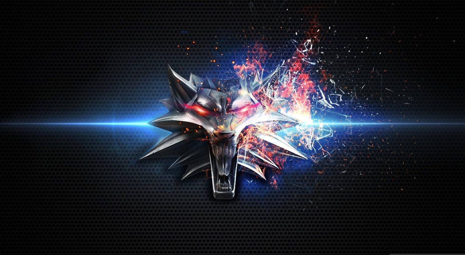 The Witcher gray wolf digital wallpaper Games illuminated 2k