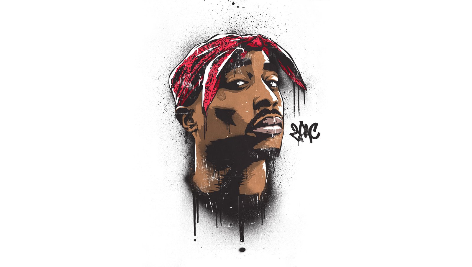 Tupak Shakur portrait painting hip hop Makaveli men 2k