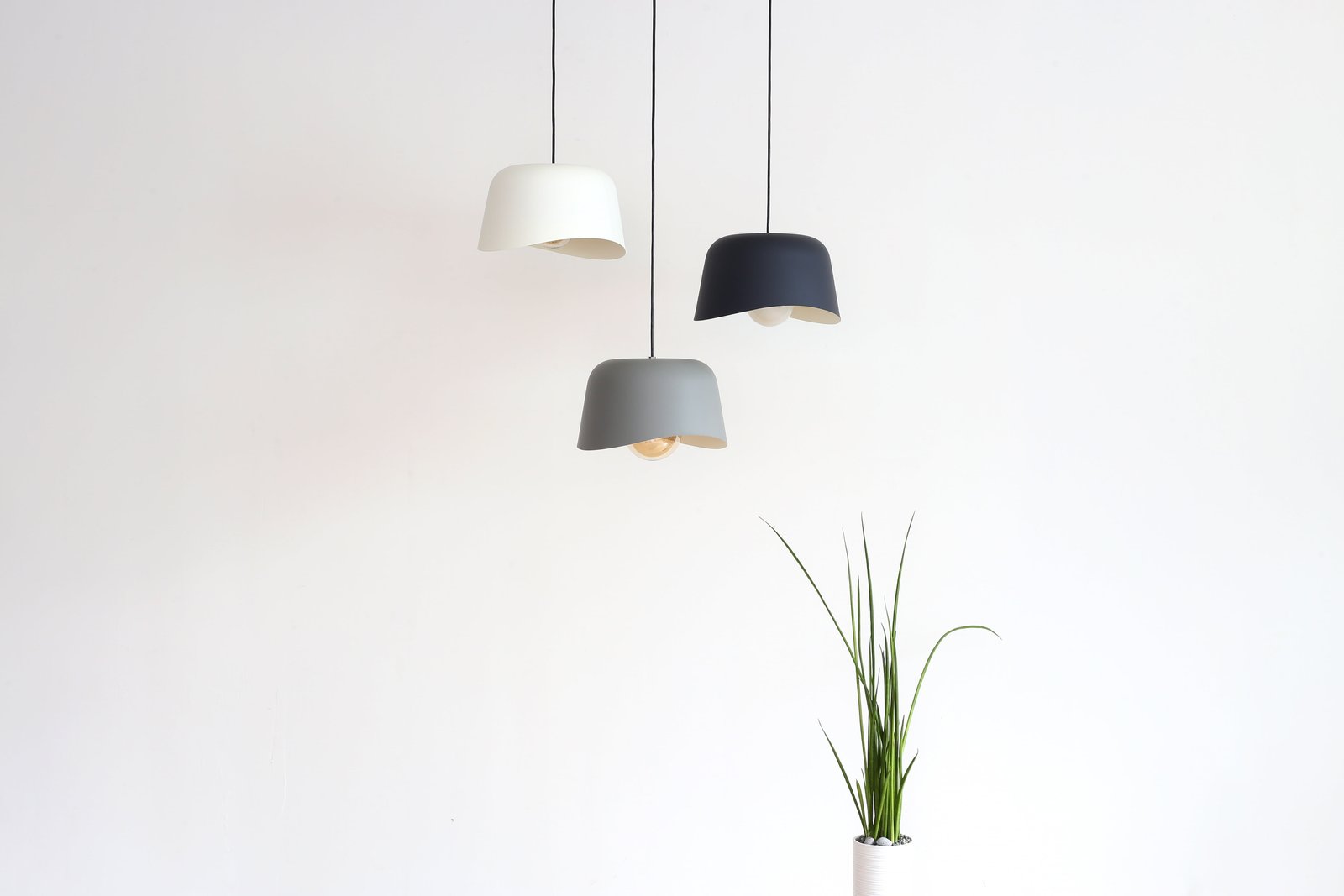 three white black and gray pendant ceiling lamps near green leaf plant 2k 4k 5k