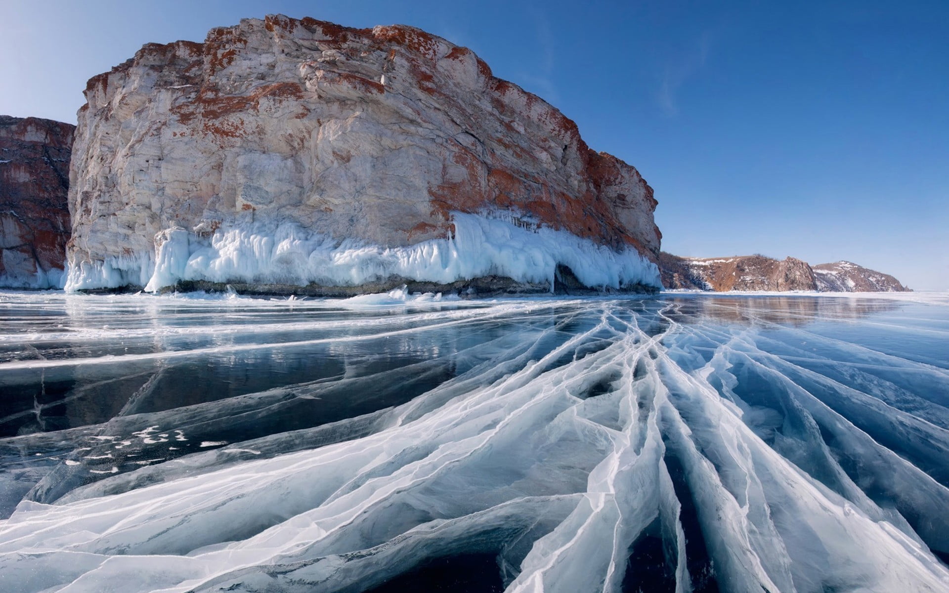 time lapse photography of iceberg Lake Baikal landscape nature 2k