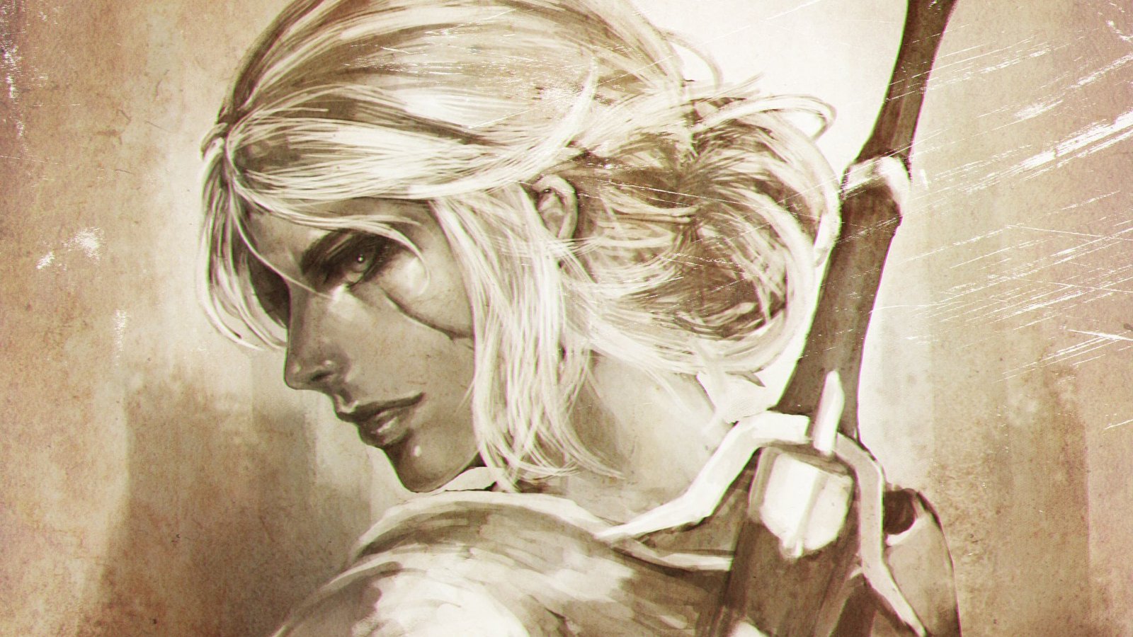 woman with black sword character sketch The Witcher 3 Wild Hunt 2k