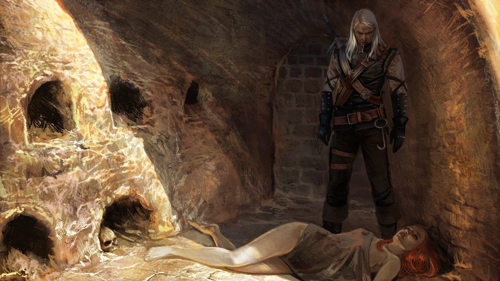 white haired man illustration The Witcher video games Geralt of Rivia 2k