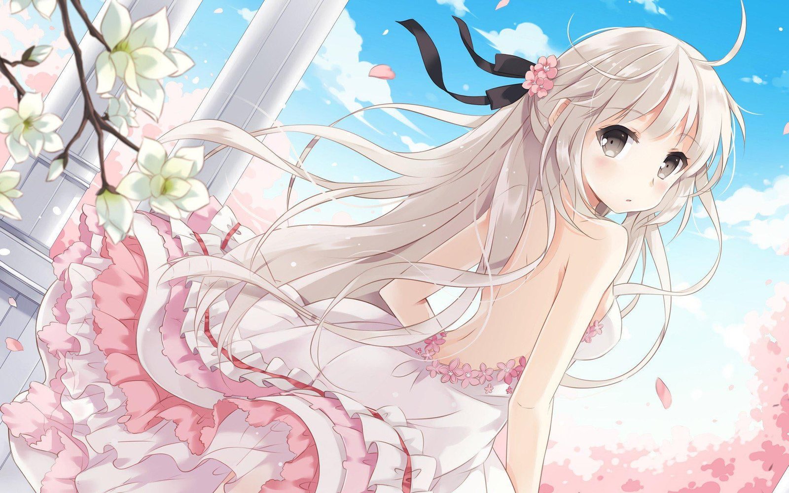 Anime girl Cute Spring Cherry blossoms ACG Japanese anime 2k