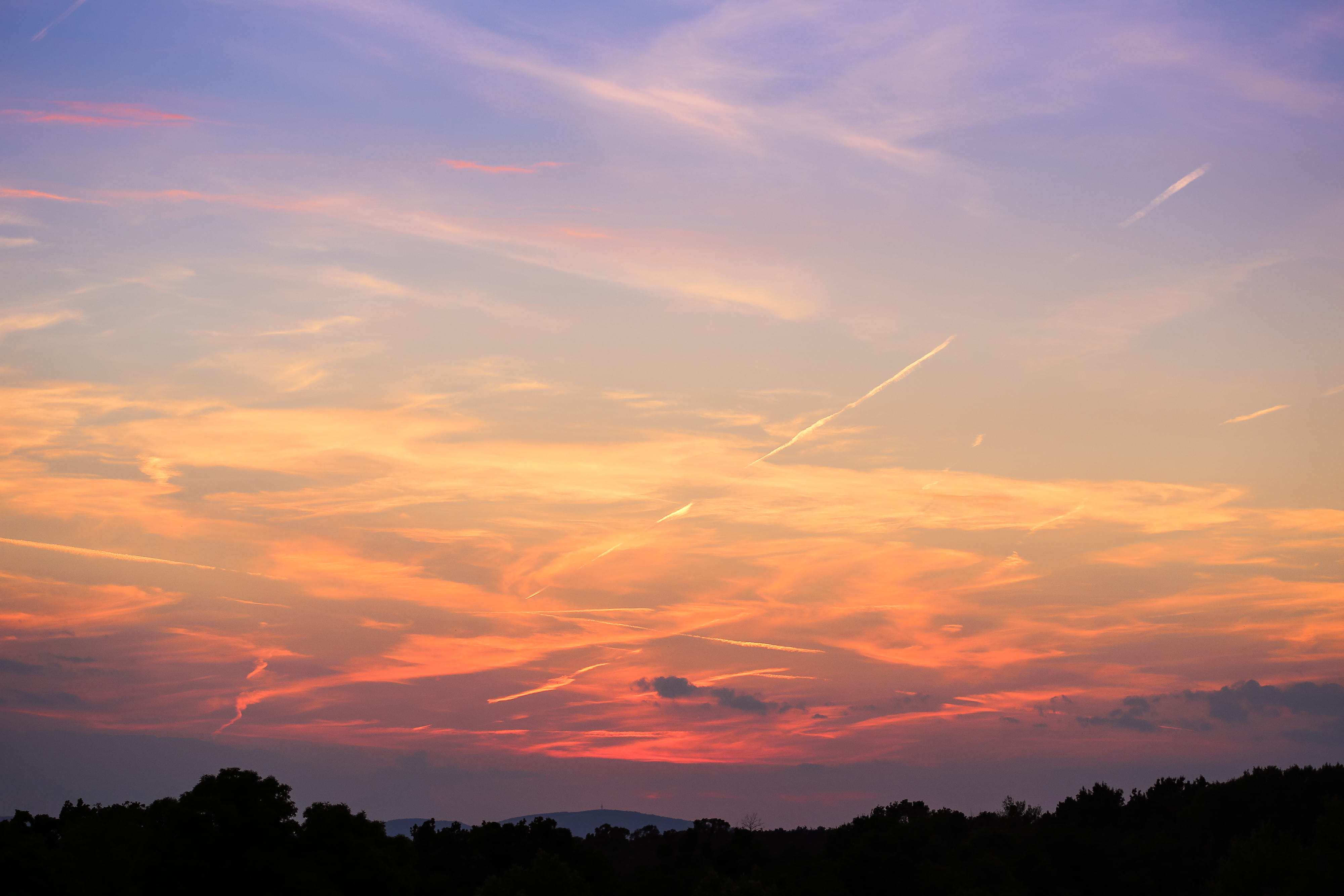 Another Wonderful Sunset Sky chemtrails clouds colorful colors 2k 4k