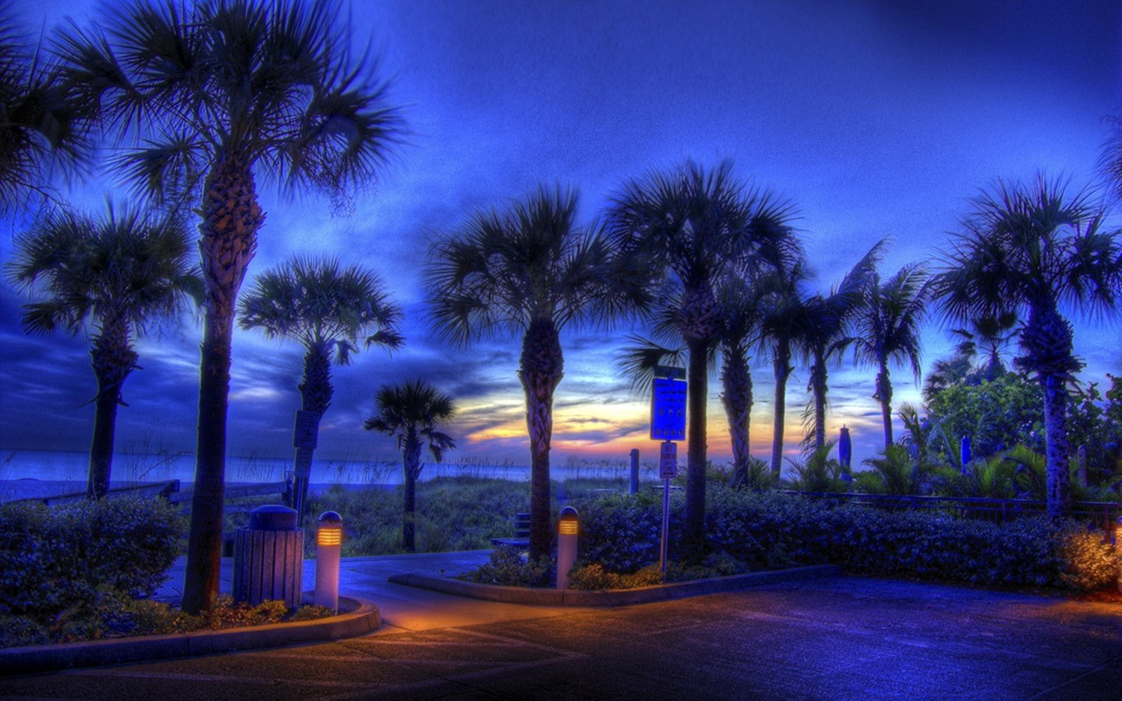 BEACH LIGHTS NIGHT Nature Beaches HD Art sunset 2k