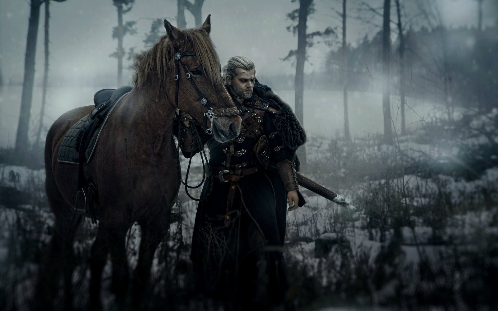 geralt of rivia cosplay the witcher sword horse 3 wild hunt 2k